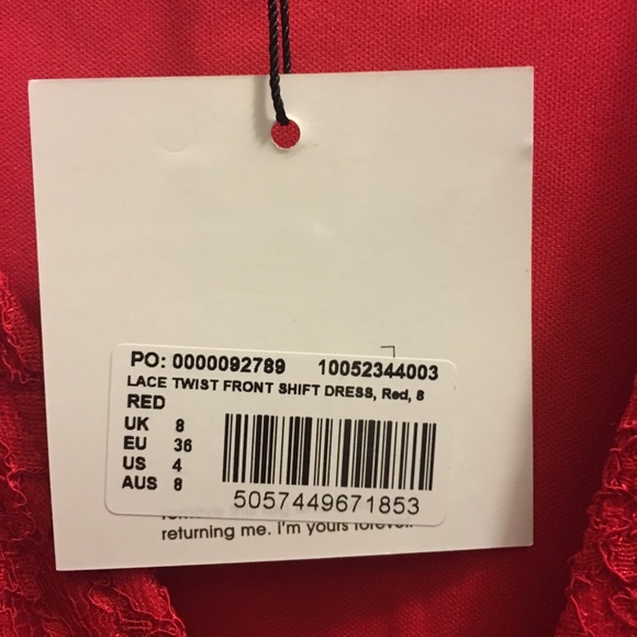 Red Lace Twist Front Shift Dress - Picture 5 of 5